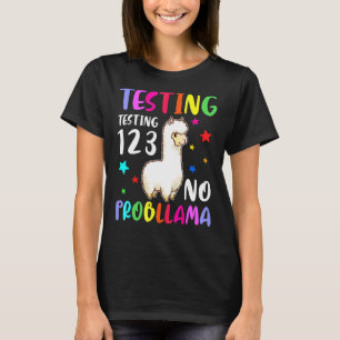 Camiseta Teste 1 2 3 Sem Exame de Escola de Problema Llama