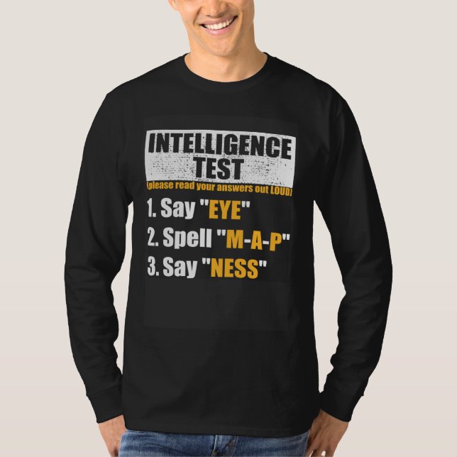 Camiseta Teste de Inteligência Diz Olho M A P Ness Piada de (Frente)