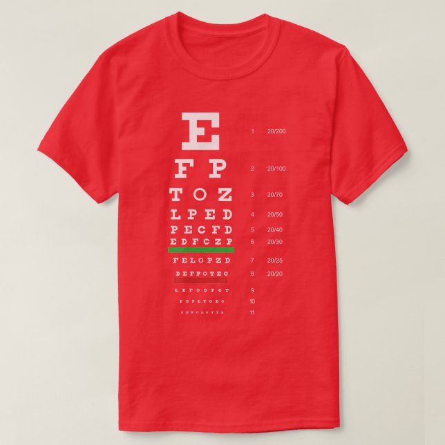 Camiseta Teste de Tabela de Snellen (Frente do Design)