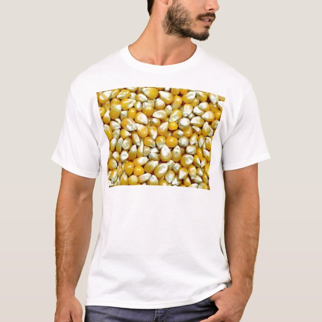 Camiseta Teste padrão amarelo dos núcleos da pipoca (Frente)