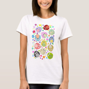 Camiseta Teste padrão bonito das corujas e de flores