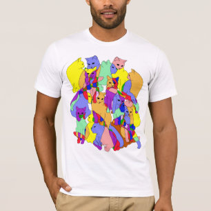 Camiseta Teste padrão colorido do gato