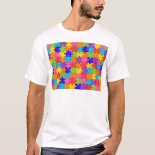 Camiseta Teste padrão colorido do quebra-cabeça de serra de