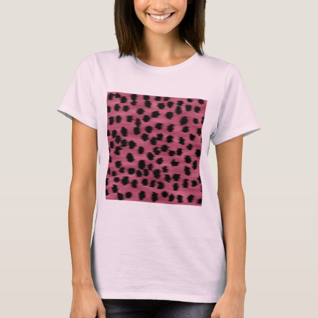 Camiseta Teste padrão cor-de-rosa e preto do impressão da (Frente)