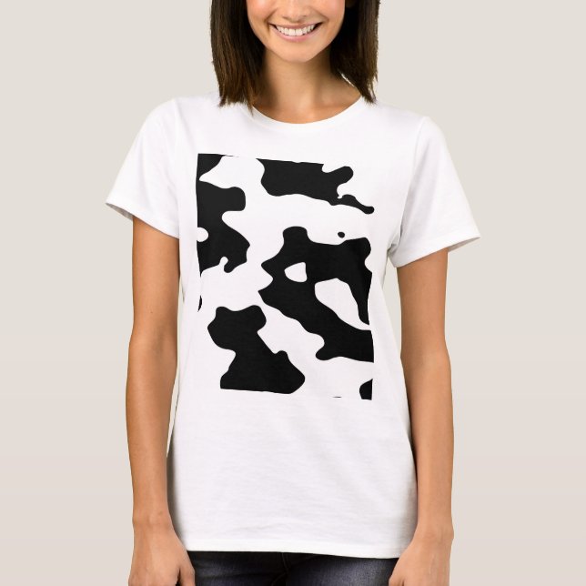 Camiseta Teste padrão da vaca preto e branco (Frente)
