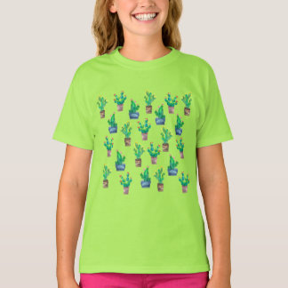Camiseta Teste padrão do cacto da aguarela