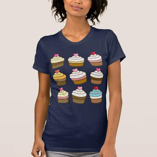 Camiseta teste padrão do cupcake do kawaii (Frente)