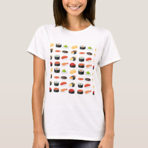 Camiseta Teste padrão do sushi do divertimento