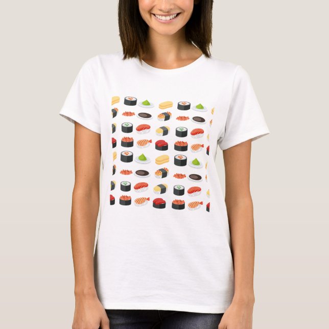 Camiseta Teste padrão do sushi do divertimento (Frente)