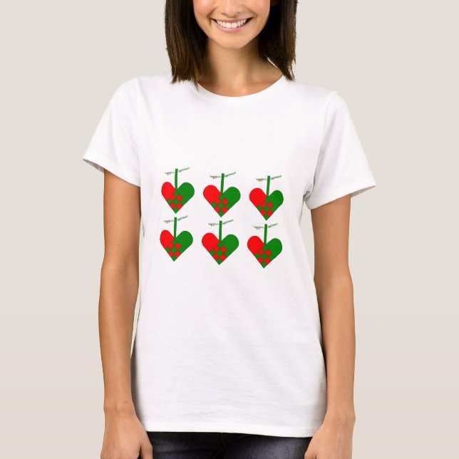 Camiseta Teste padrão escandinavo bonito do coração do (Frente)