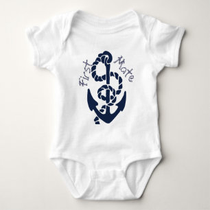 Camiseta Teste padrão náutico da âncora do marinho