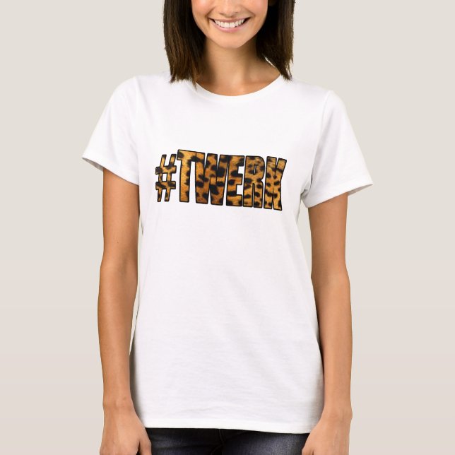 Camiseta Teste padrão TWERK do leopardo (Frente)