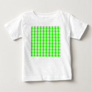 Camiseta Teste padrão verde de néon do guingão