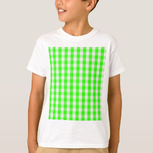 Camiseta Teste padrão verde de néon do guingão