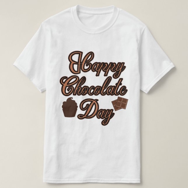 Camiseta Testemunha do Dia do Chocolate Feliz design (Frente do Design)