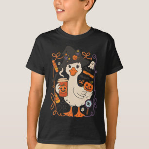 Camiseta Testemunha Ganso Halloween Bonita Pumpkin Cai Cozy
