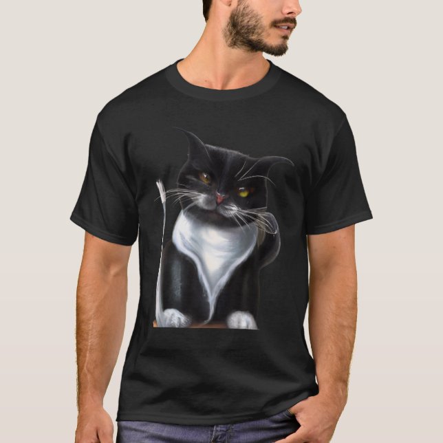 Camiseta Testemunha trabalho de arte meow gatinho retrato f (Frente)