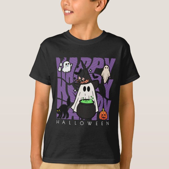 Camiseta Testemunhar Divertido | Feliz Halloween Magic & Mi (Frente)