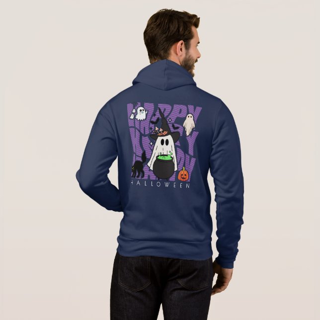 Camiseta Testemunhar Divertido | Feliz Halloween Magic & Mi (Parte Traseira Completa)