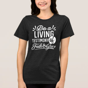 Camiseta Testemunho de Vida Espiritual Citação de Fé e Graç
