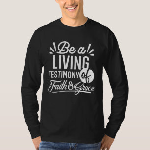 Camiseta Testemunho de Vida Espiritual Citação de Fé e Graç