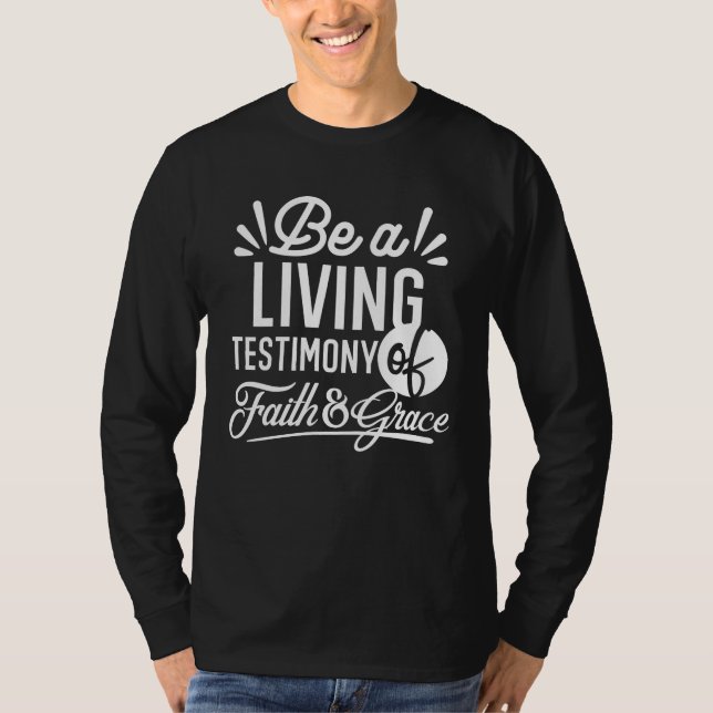 Camiseta Testemunho de Vida Espiritual Citação de Fé e Graç (Frente)