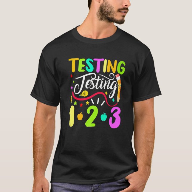 Camiseta Testes De Volta Às Escolas 1 2 3 (Frente)