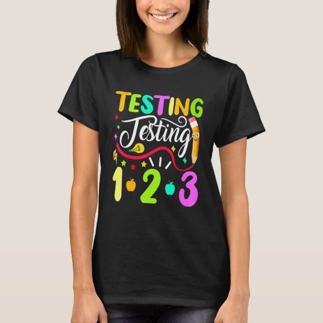 Camiseta Testes De Volta Às Escolas 1 2 3 (Frente)