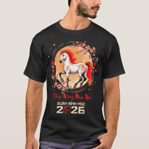 Camiseta Tet 2026 Ano Vietnamita do Cavalo Zodíaco Lunar Ch