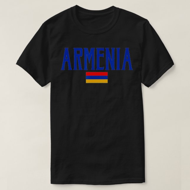 Camiseta Tet Azul do Flag da Armênia (Frente do Design)