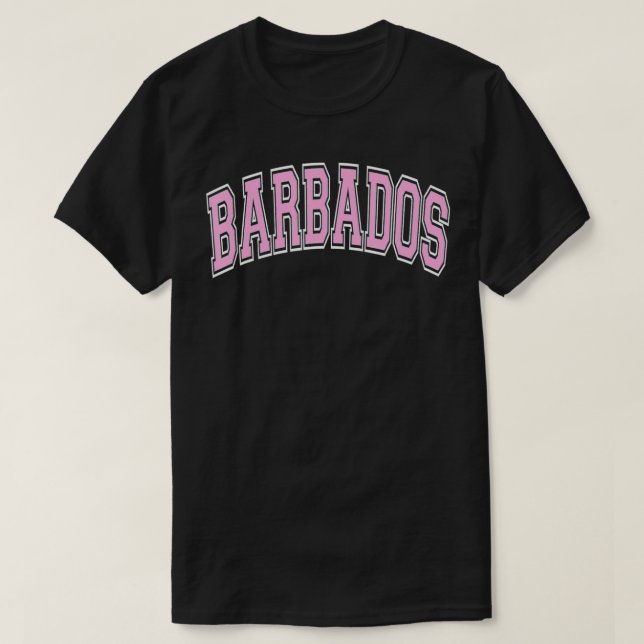 Camiseta Tet Rosa do Estilo Varsity de Barbados (Frente do Design)