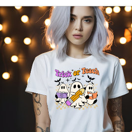 Camiseta Teta De Professores De Halloween De Trick Ou Teach