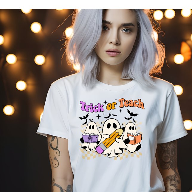 Camiseta Teta De Professores De Halloween De Trick Ou Teach (Criador carregado)