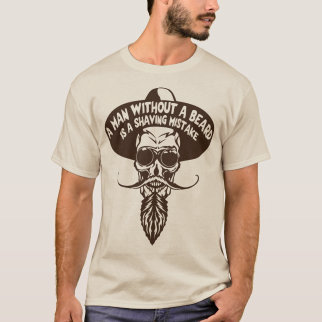 Camiseta tete de mort hipster citation man beard shaving mi (Frente)