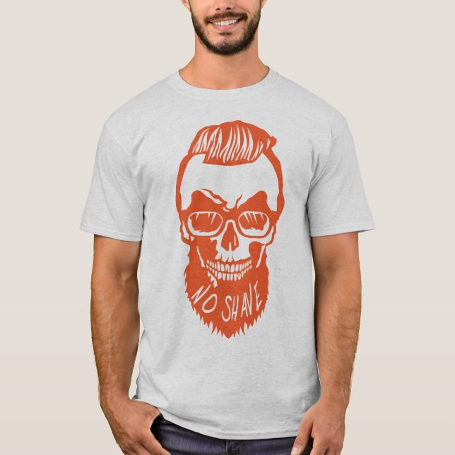 Camiseta tete de mort hipster citation no shave barbe coiff (Frente)