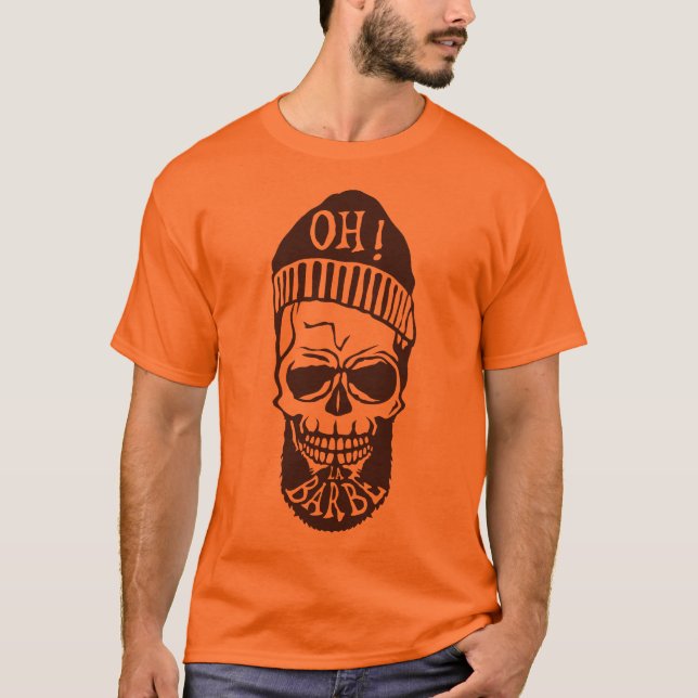 Camiseta tete de mort hipster citation oh la barbe bonnet 7 (Frente)