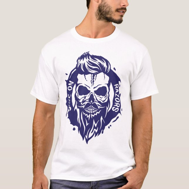 Camiseta tete de mort hipster citation save razors barbe cr (Frente)