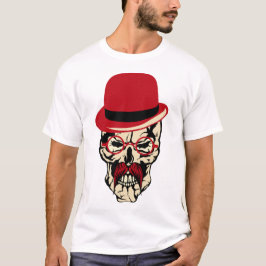 Camiseta tete de mort moustache hipster lunette crane
