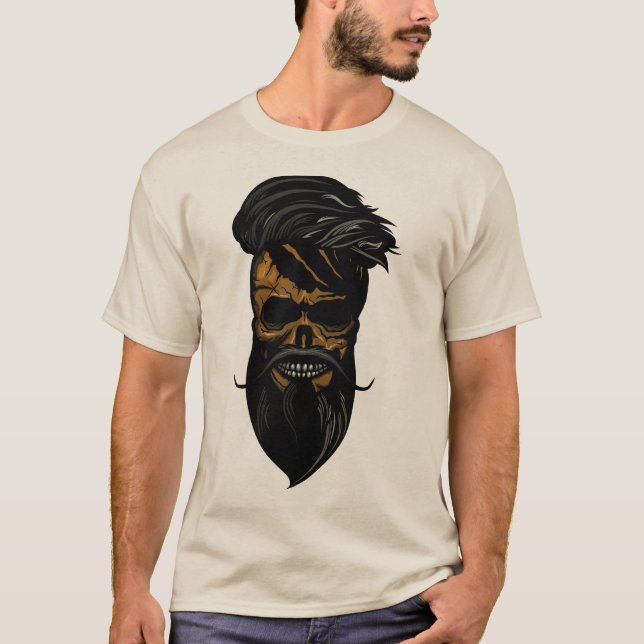 Camiseta tete de mort skull crane hipster barbu moustache b (Frente)