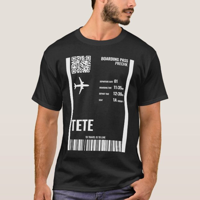 Camiseta Tete Mozambique Boarding Pass Airline Ticket Trave (Frente)