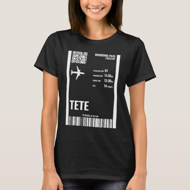 Camiseta Tete Mozambique Boarding Pass Airline Ticket Trave (Frente)