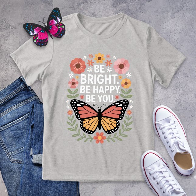 Camiseta Teto da Borboleta Floral Retro Inspiracional (Criador carregado)