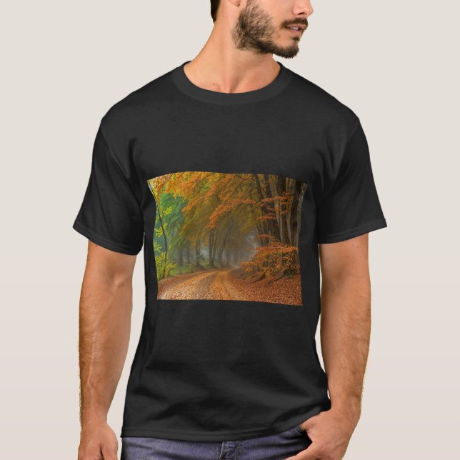 Camiseta Teto da Cena de outono do ouro (Frente)