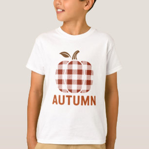 Camiseta Teto de Abóbora de Xadrez Bonita - Roupa de outono