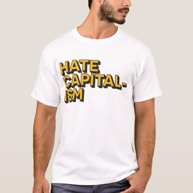 Camiseta Teto de Algodão do Capitalismo Odioso (Frente)