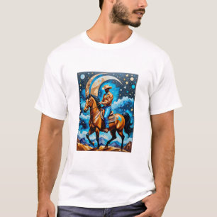 Camiseta Teto de Arte Celestial Cowboy da Noite Ocidental
