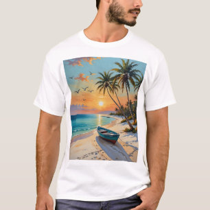 Camiseta Teto de Arte de Paraíso de Palmeiras Sunset Beach