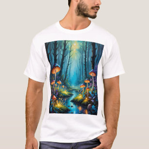 Camiseta Teto de Arte Fantasia Encantada em Floresta Mushro