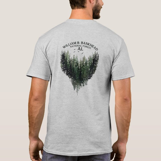 Camiseta Teto de Árvore de Aquarela Florestal Nacional de C (Verso)