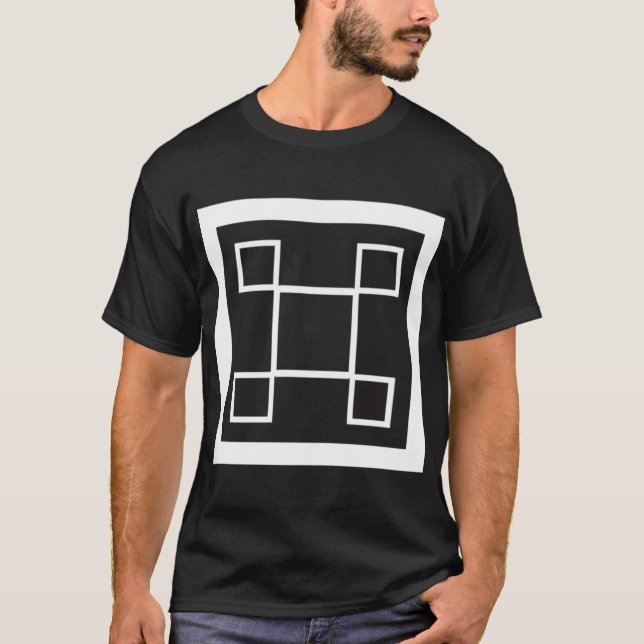 Camiseta Teto de design abstrato versátil, preto e branco (Frente)